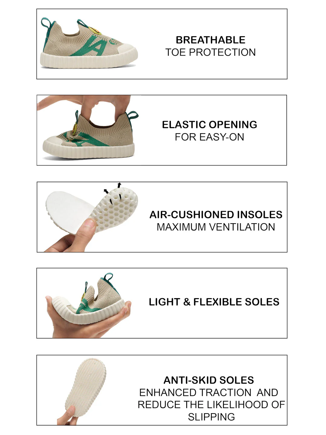 Ducky Toddlers' First Step Shoes - Beige & Green (Unisex) - Image 6