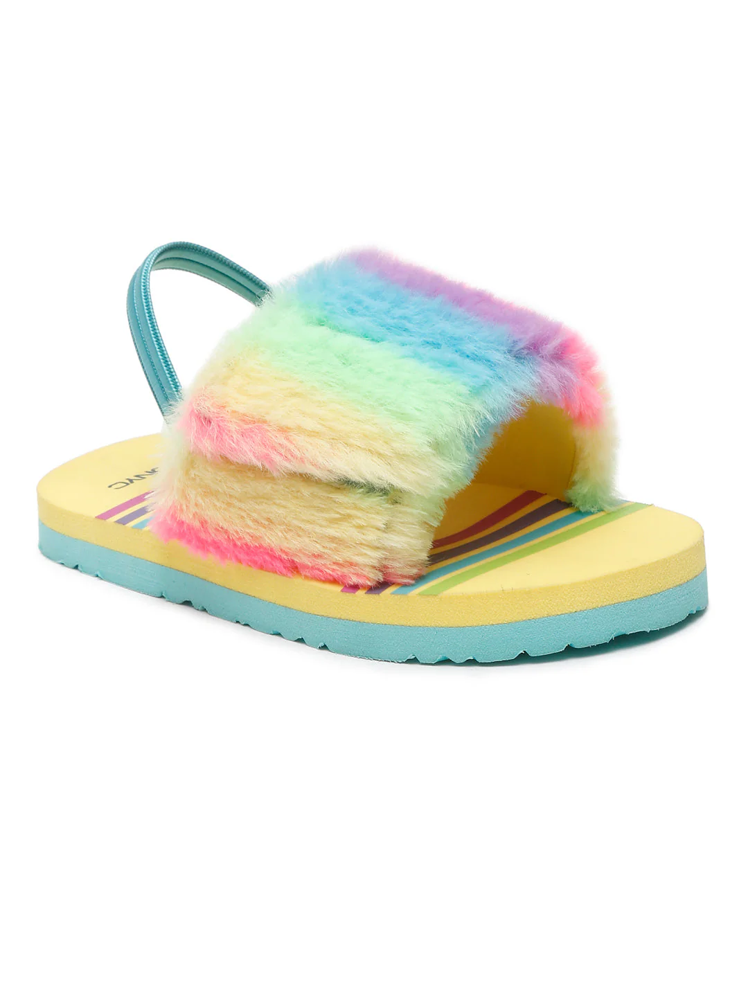 ONYC Kids Rainbow Slippers/Sliders for Girls with Adjustable Strap - Yellow - Image 3