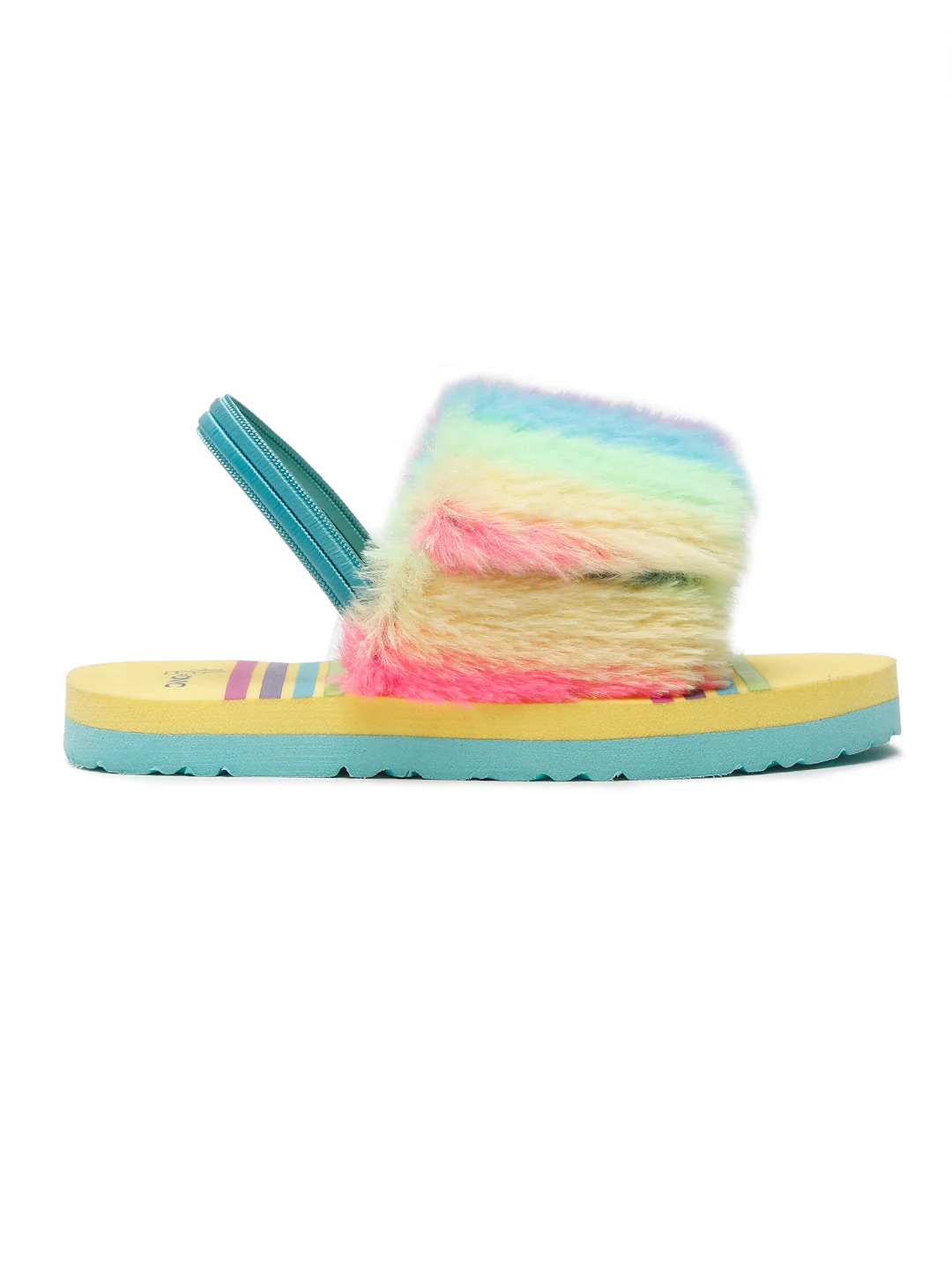 ONYC Kids Rainbow Slippers/Sliders for Girls with Adjustable Strap - Yellow - Image 4