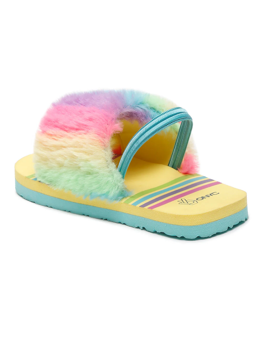 ONYC Kids Rainbow Slippers/Sliders for Girls with Adjustable Strap - Yellow - Image 5