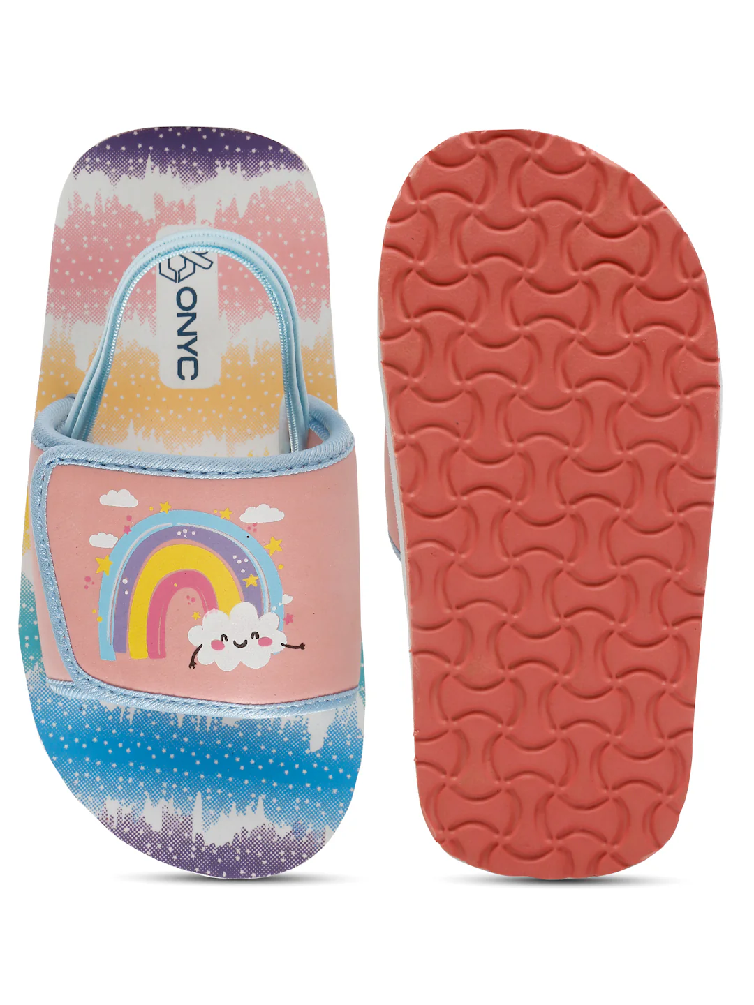ONYC Rainbow Printed Sliders for Girls | Pink Sliders - Image 6