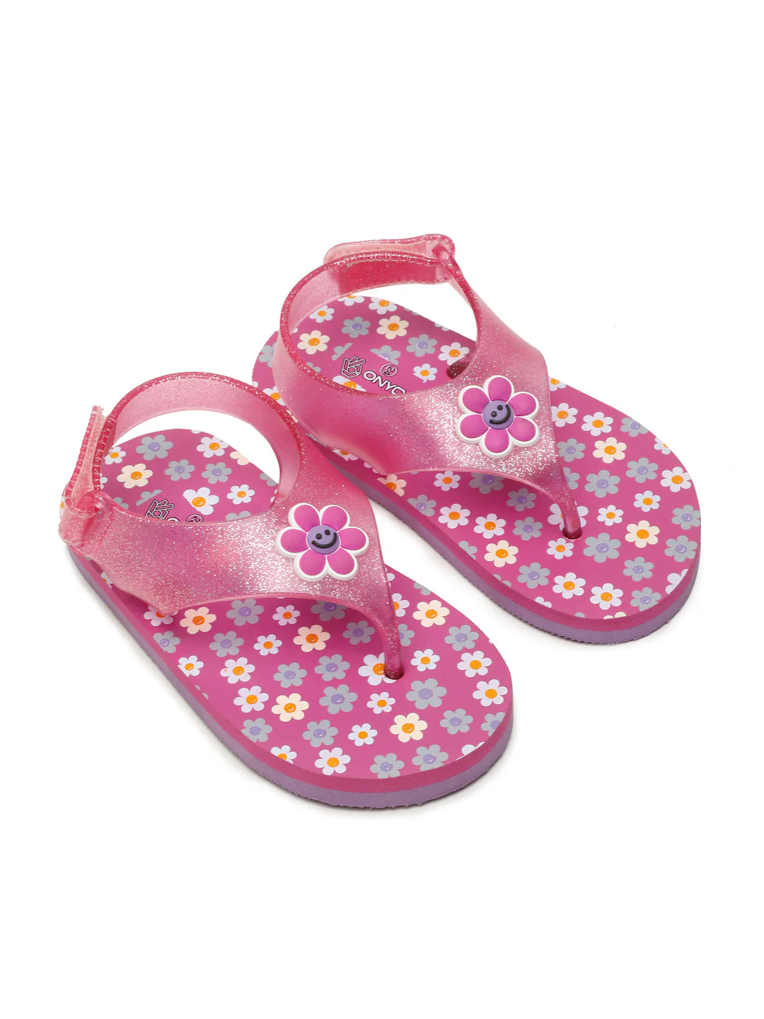 Premium Flower Jellies Flip-flops With Glitter- Purple (Girls) - Image 3