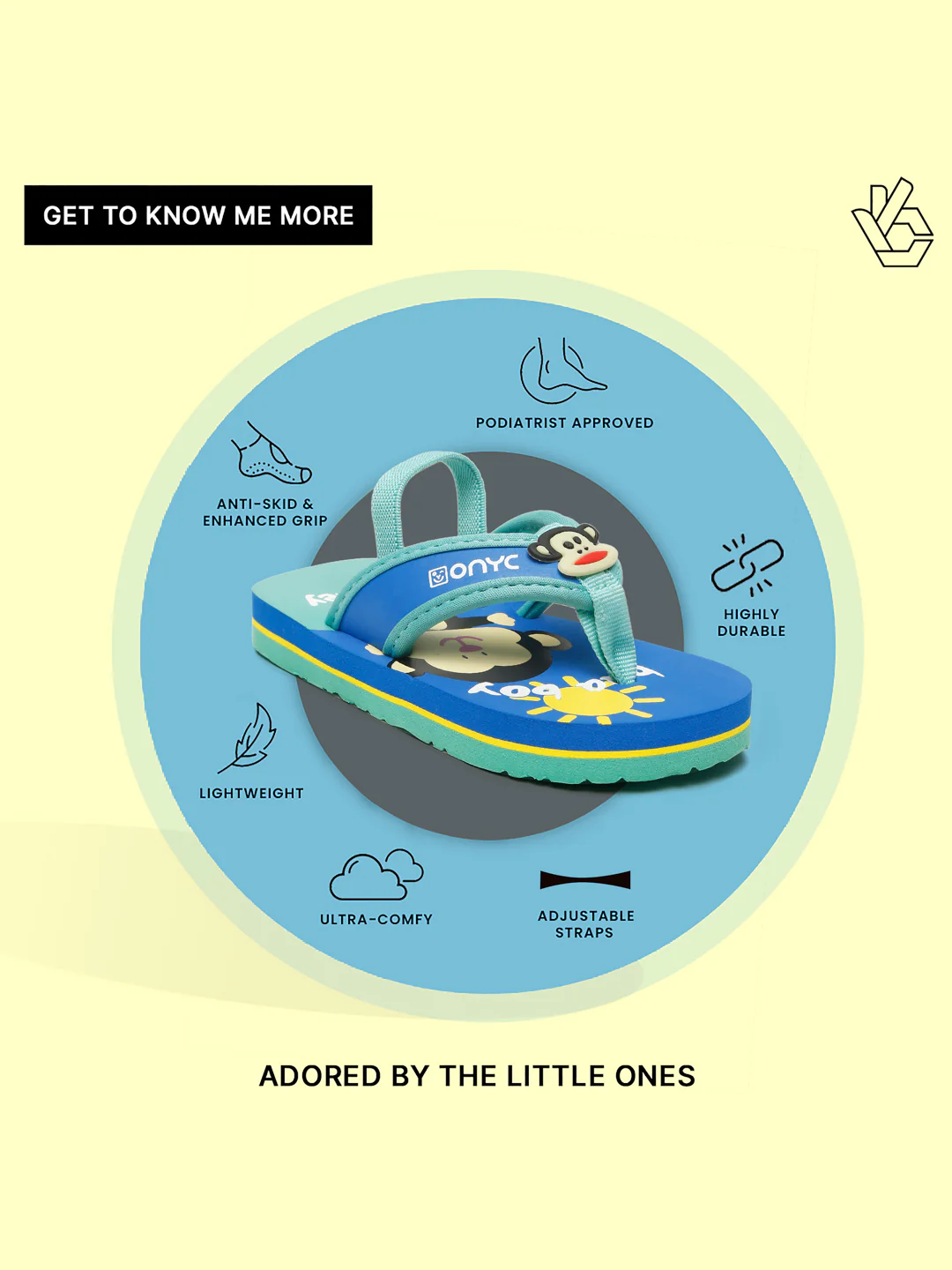 Premium Monkey V-Shape Flipflops With Adjustable BackSupport - Blue (Unisex) - Image 9